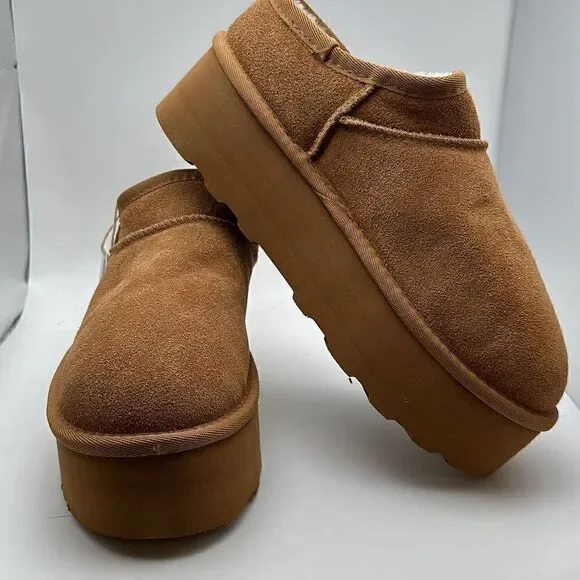 CUSHIONAIRE Women's Genuine Suede Cozy Mule Platform +Memory Foam 8.5 CHESTNUT - Picture 6 of 7